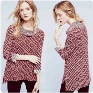 Anthropologie Moth Galena Alpaca Blend Cowl Neck Tunic Pullover Sweater  Size XS